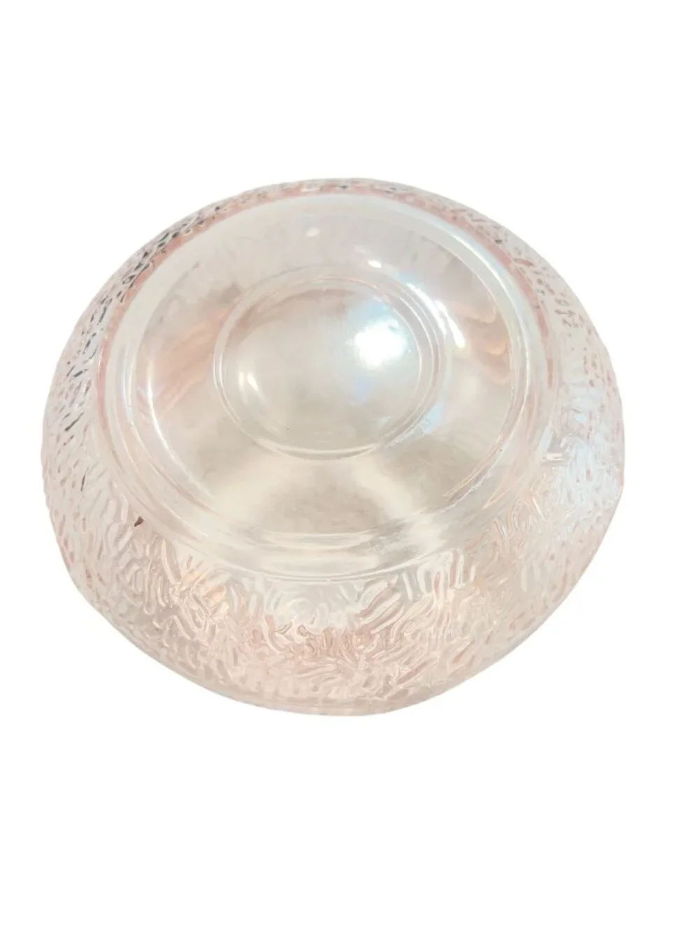 Vintage Pink Depression Glass Flower Frog Round Textured Design Superb